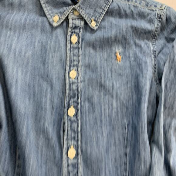 Polo Ralph Lauren Girls Dress 12 Denim Shirt Button Up Flare Pockets Belt jean - Picture 3 of 8